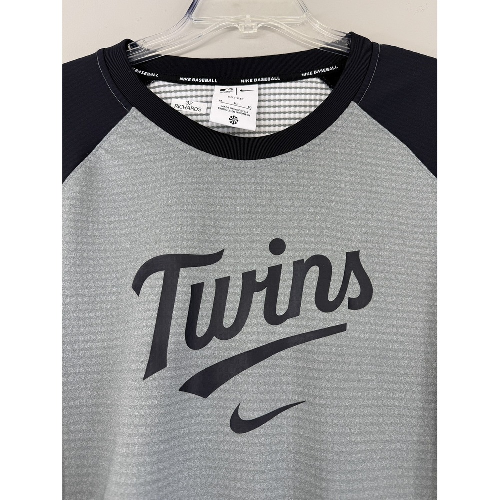 Nike Baseball Raglan Shirt Men's XL Minnesota Twins Team Issued T. Richards RHP
